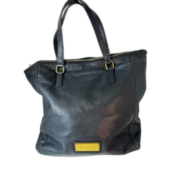 Marc By Marc Jacobs Black Reptile Textured Leather Dual Handle Tote Bag - Picture 2 of 13